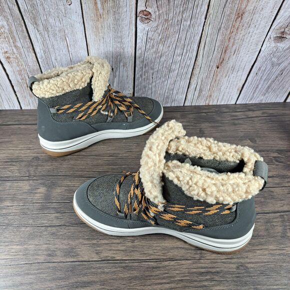 Clarks Breeze Glacier Faux Shearling Ankle Boots Women's Sz 5.5 M Dark Olive - Picture 5 of 9